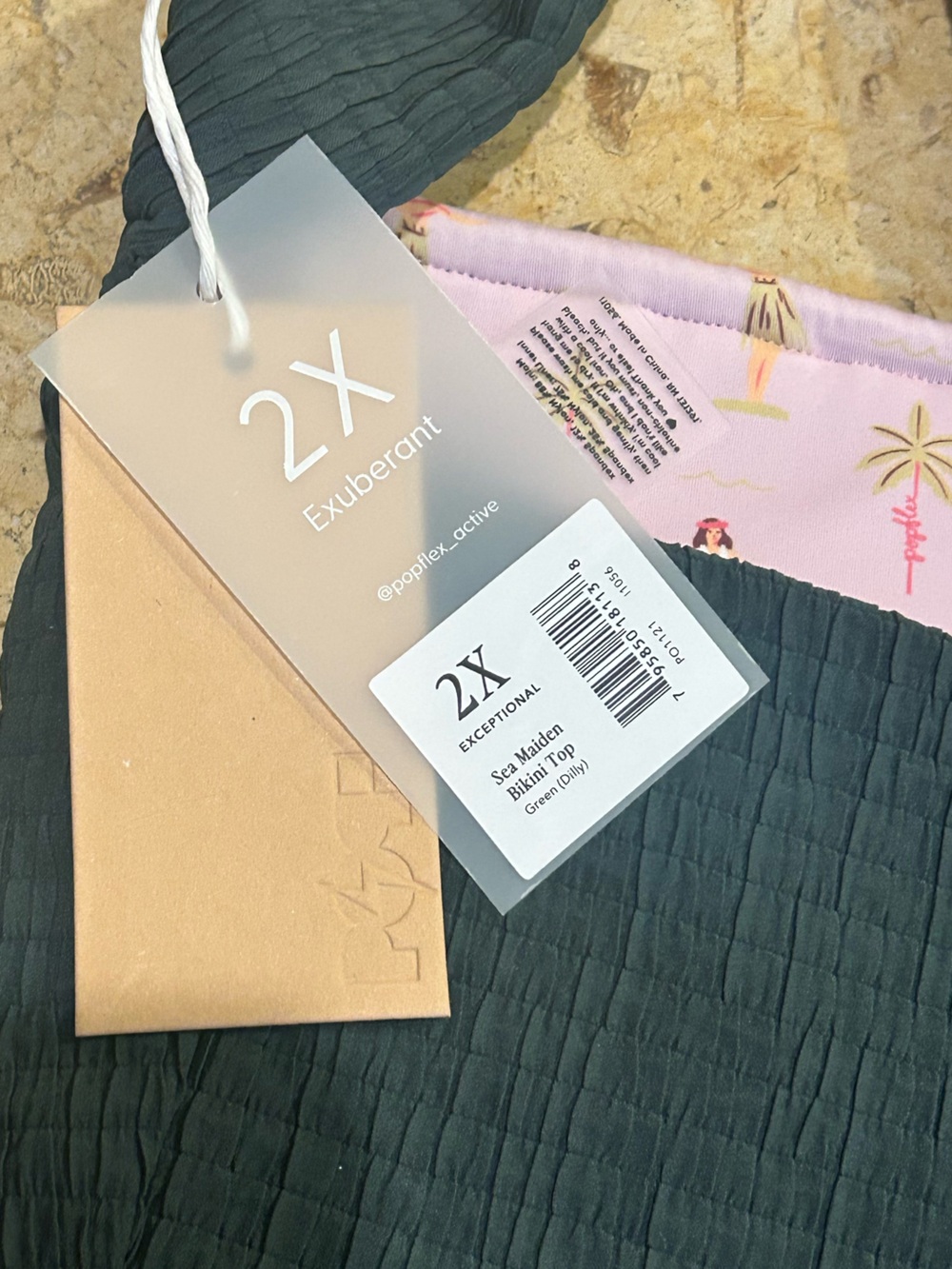 Popflex NWT Sea Maiden Bikini Top & Sunset Swim Skirt in Green Dilly Size 2X - Picture 11 of 12